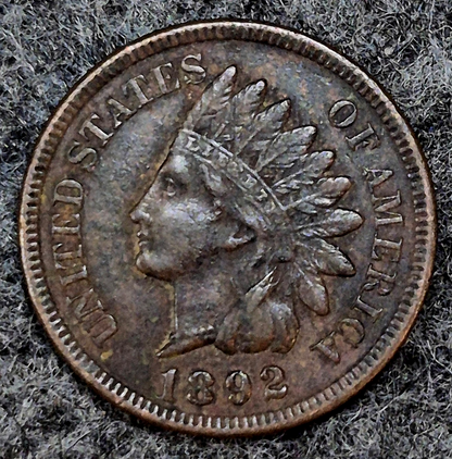 1892 Indian Head Cent Choice Crisp AU Features High Grade Coin Shown  1C