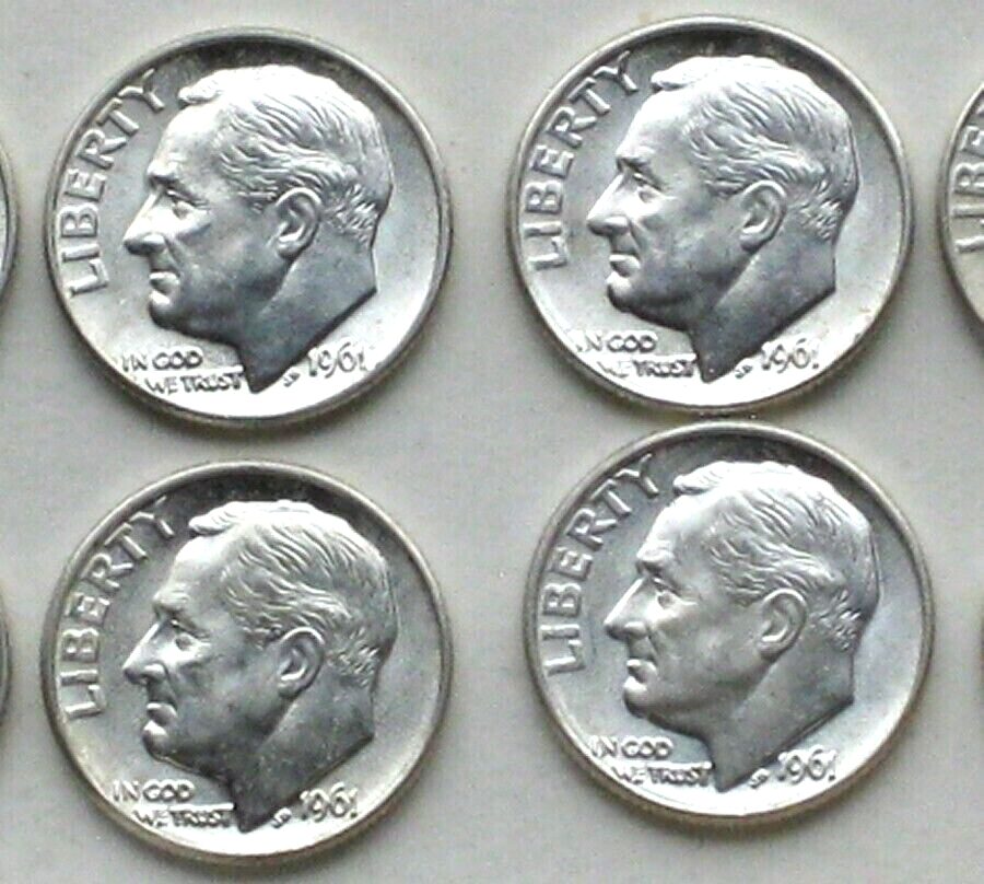 1961-D Roosevelt Dime Roosevelt Dime BU Uncirculated From Original Bank Roll
