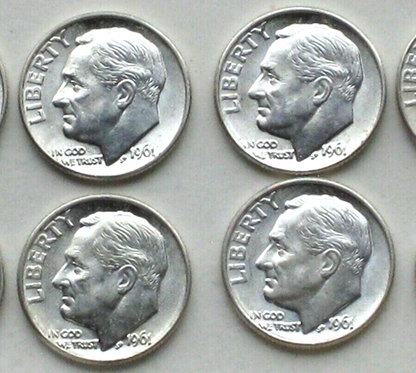 1961-D Roosevelt Dime Roosevelt Dime BU Uncirculated From Original Bank Roll