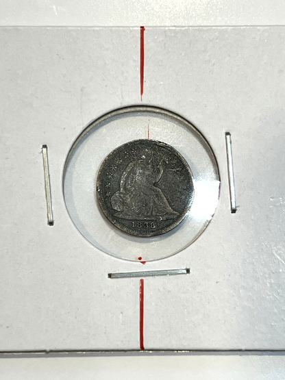 ✅ 1838 Seated Liberty Silver Half Dime ROTATED DIE 187 Year Old 90% Silver Coin