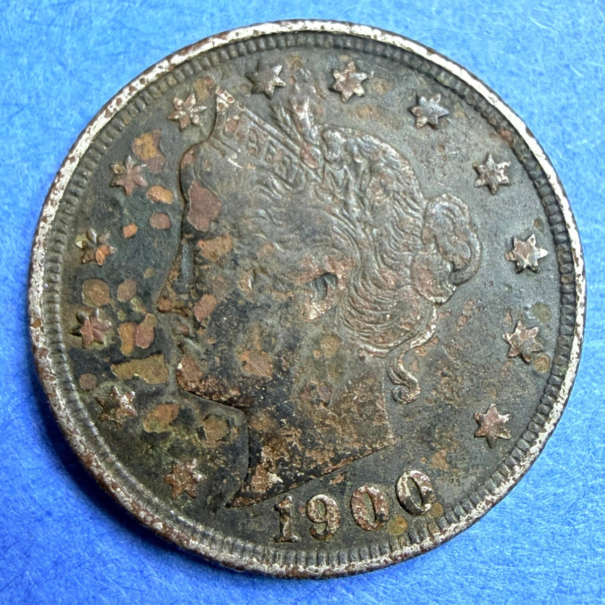 1900 Liberty Head V Nickel 5C VG Details Environmental Damage Philadelphia Coin