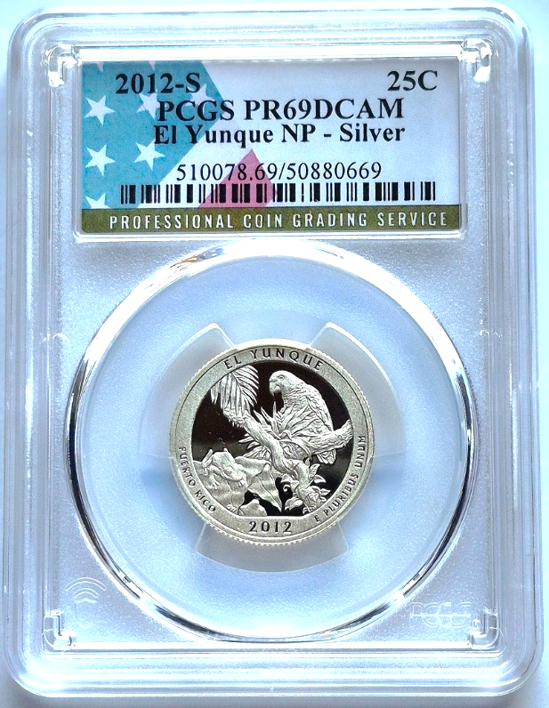 2012 S National Parks 5 Coin Silver Quarter Set PCGS PR69DCAM Special Flag Label