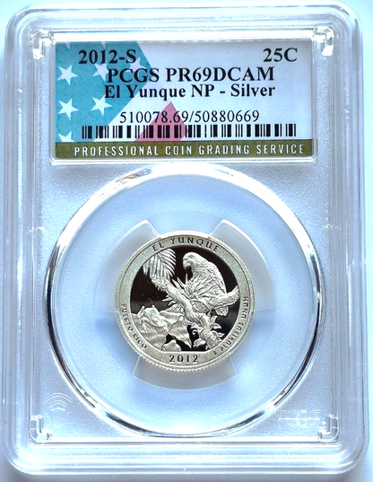 2012 S National Parks 5 Coin Silver Quarter Set PCGS PR69DCAM Special Flag Label
