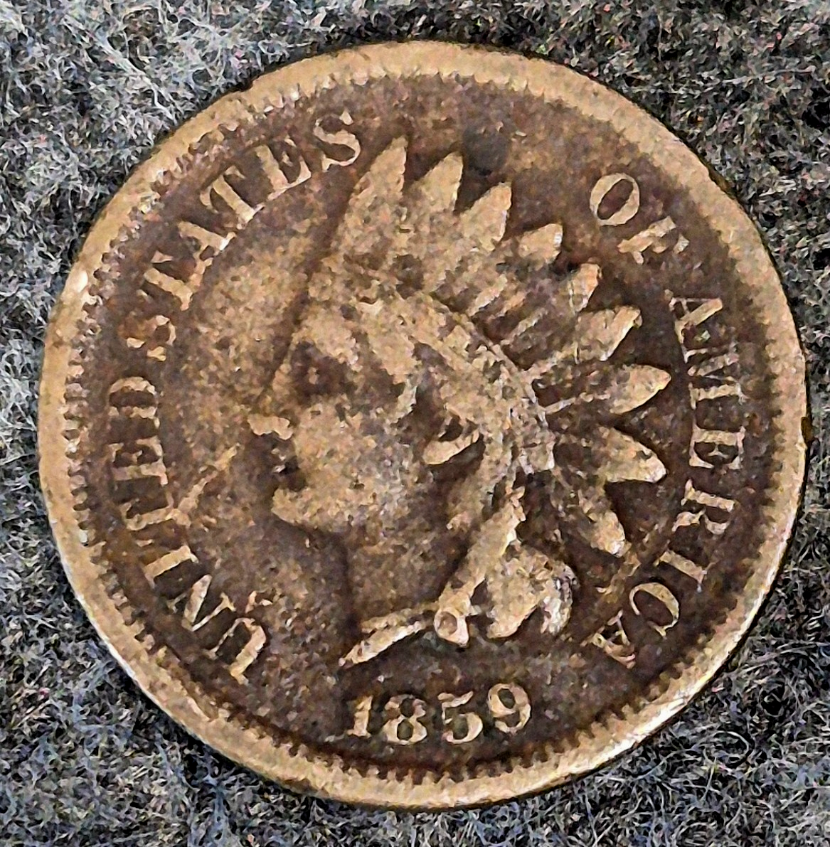 1859 Indian Head Cent First Year VG Features Partial Liberty Coin Shown
