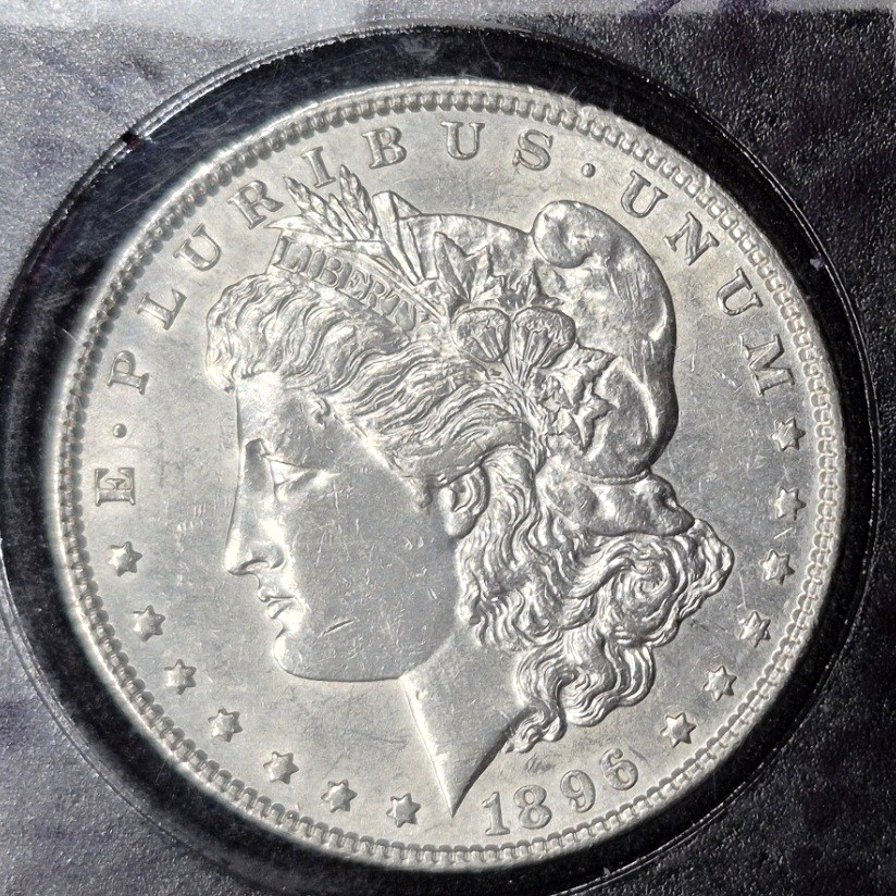 1896 P Morgan Silver Dollar $1 90% Silver Philadelphia Bright Lustrous AU+