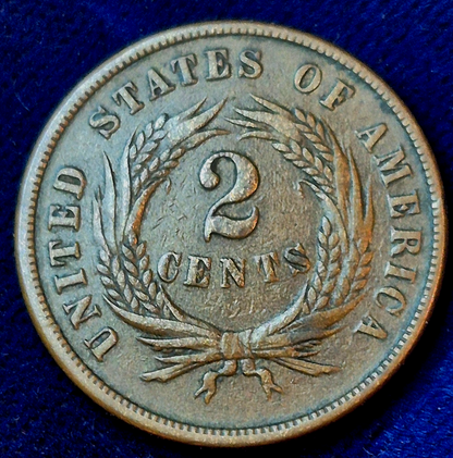 1865 2 Cent Piece Bold XF-AU Features, Strong "We", 1st Coin Made With Motto 2C