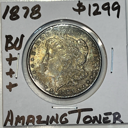 1878 FIRST YEAR Morgan $1 Dollar 90% Silver SUPER Toned Sharp INCREDIBLE Detail