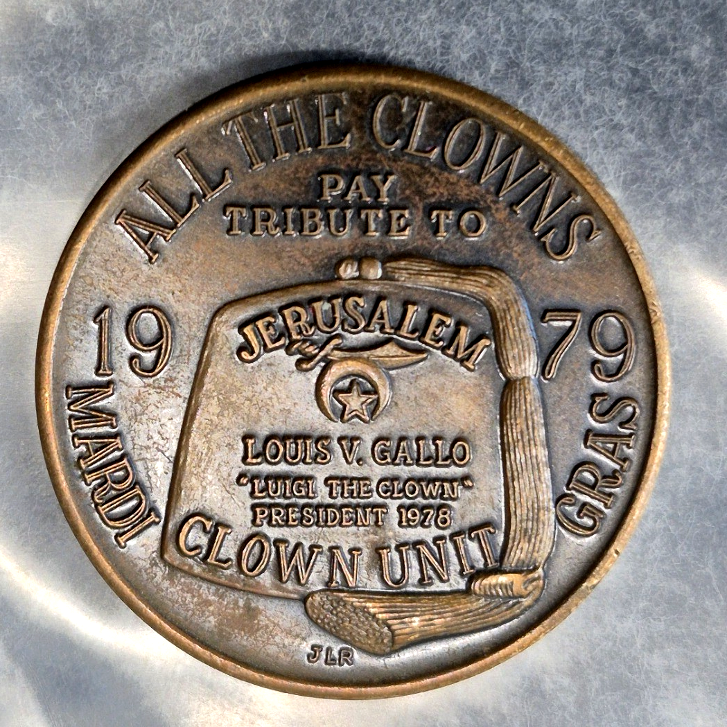 1979 Mardi Gras Jerusalem Temple Shriners Clown Unit Luigi Low Mintage MS Bronze