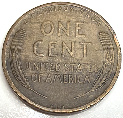 1909 VDB "WOODY" Lincoln Wheat Cent AU / XF Features Improper Alloy Error Coin