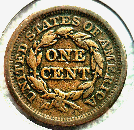 1853 Braided Hair Large Cent Sharp VF Features N24 R2 Full Liberty Rich Brown 1C