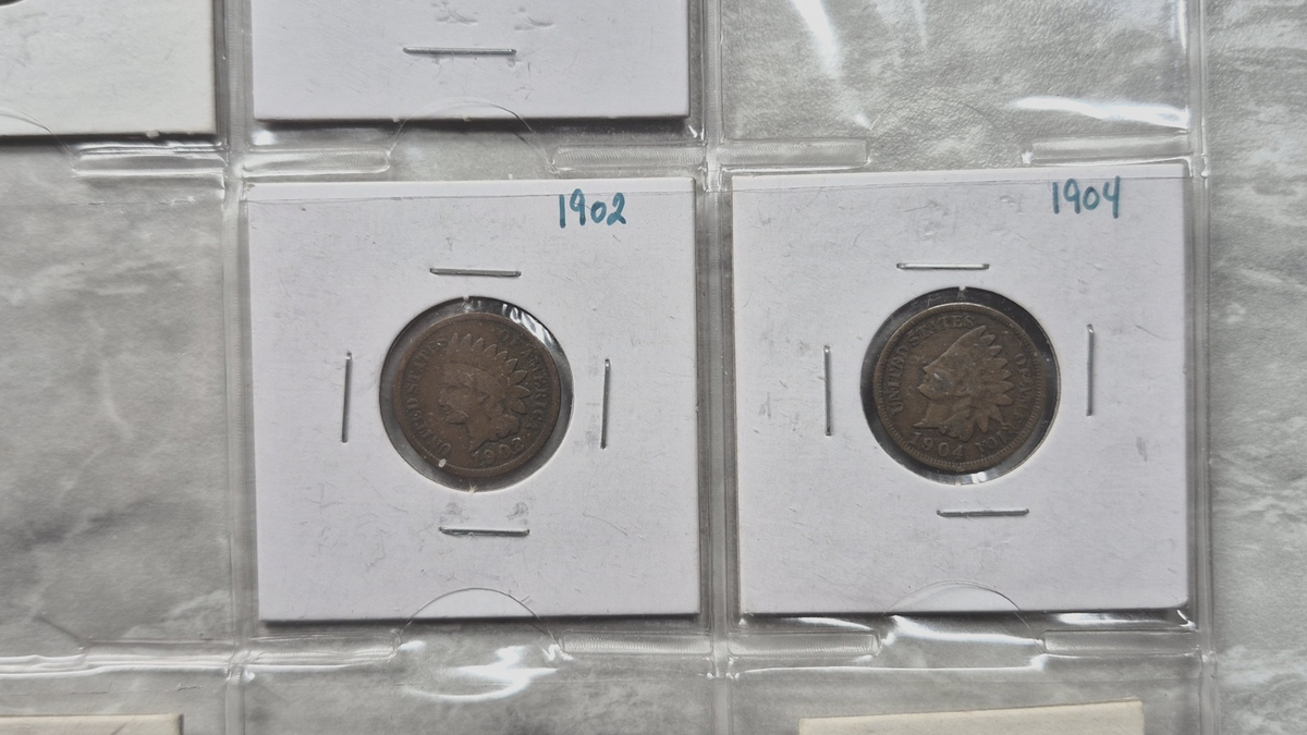Lot of 11 Indian Head Cents 1897-1907 Vintage 2x2 Flips Old Collection 1C Penny