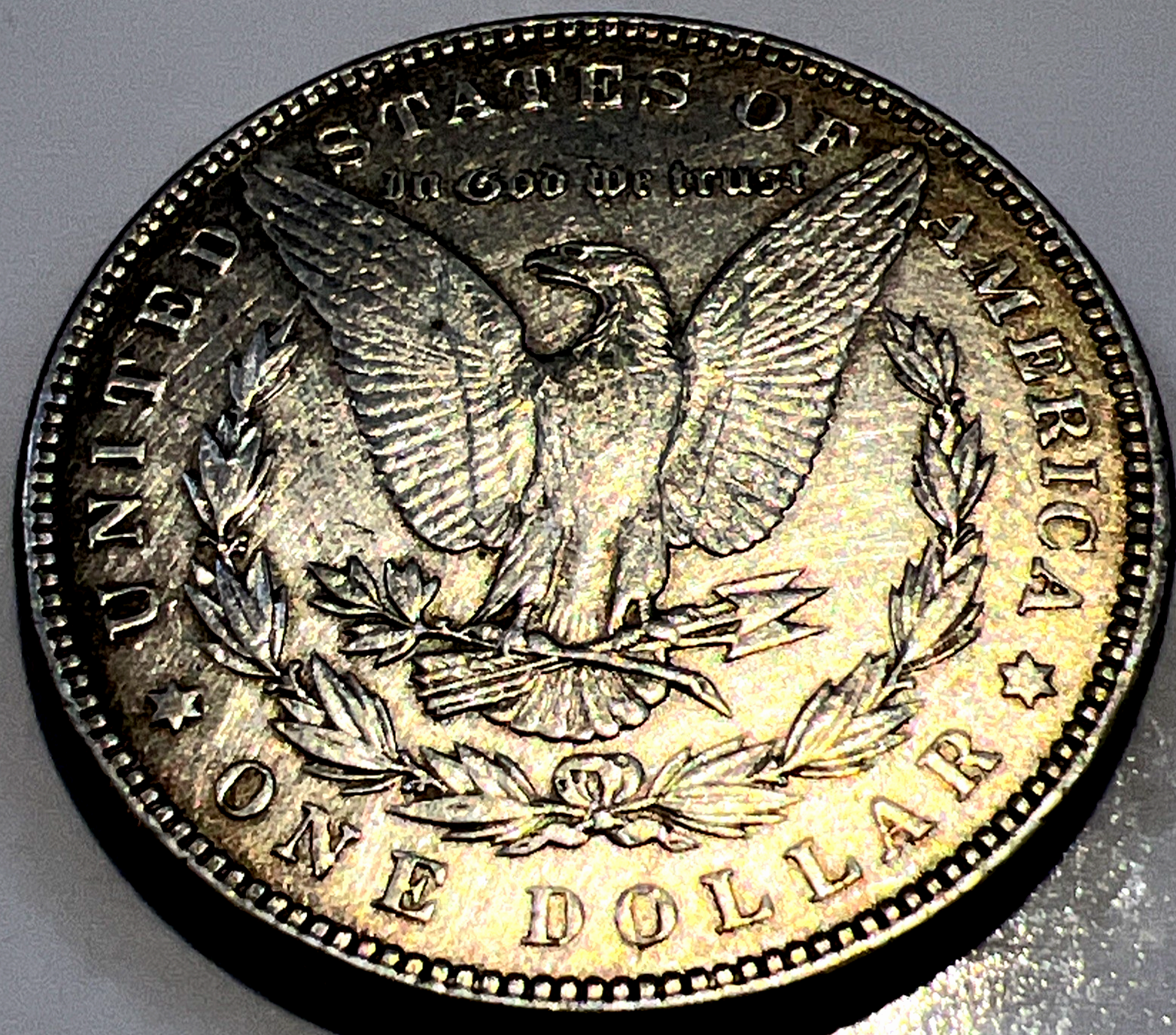 1885 P Morgan BEAUTIFUL GOLD TONING 90% Silver $1 Dollar SHARP Great Strike