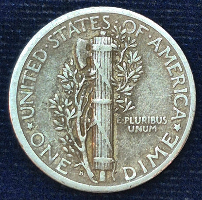 1945-S ~RARE MICRO S MINT MARK~ Mercury Dime ~ VF-XF Features 90% Silver 10C