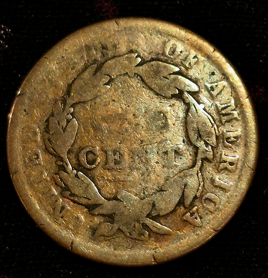 1838 Large Cent Coronet Head Coin N8 Protruding Browlock AG or Less Features 1C