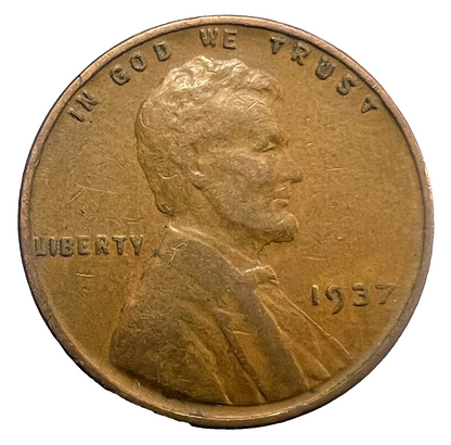 1937  Lincoln Wheat Cent (G-F) Good to Fine Circulated 1c Copper Coins