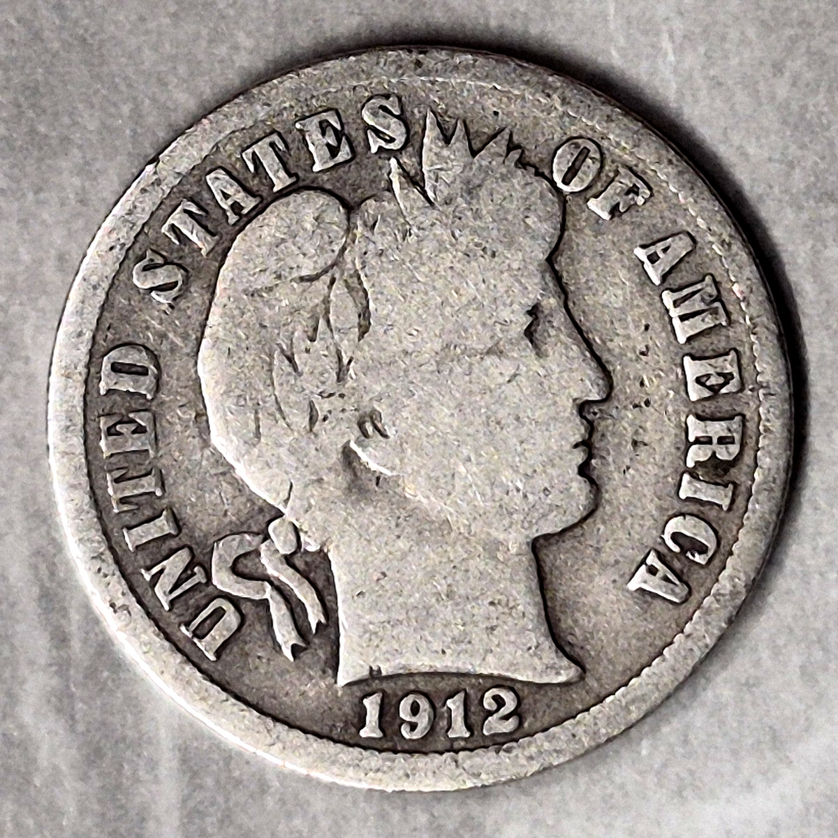 1912-S Barber Dime 10C San Francisco Mint 90% Silver Liberty Head Good