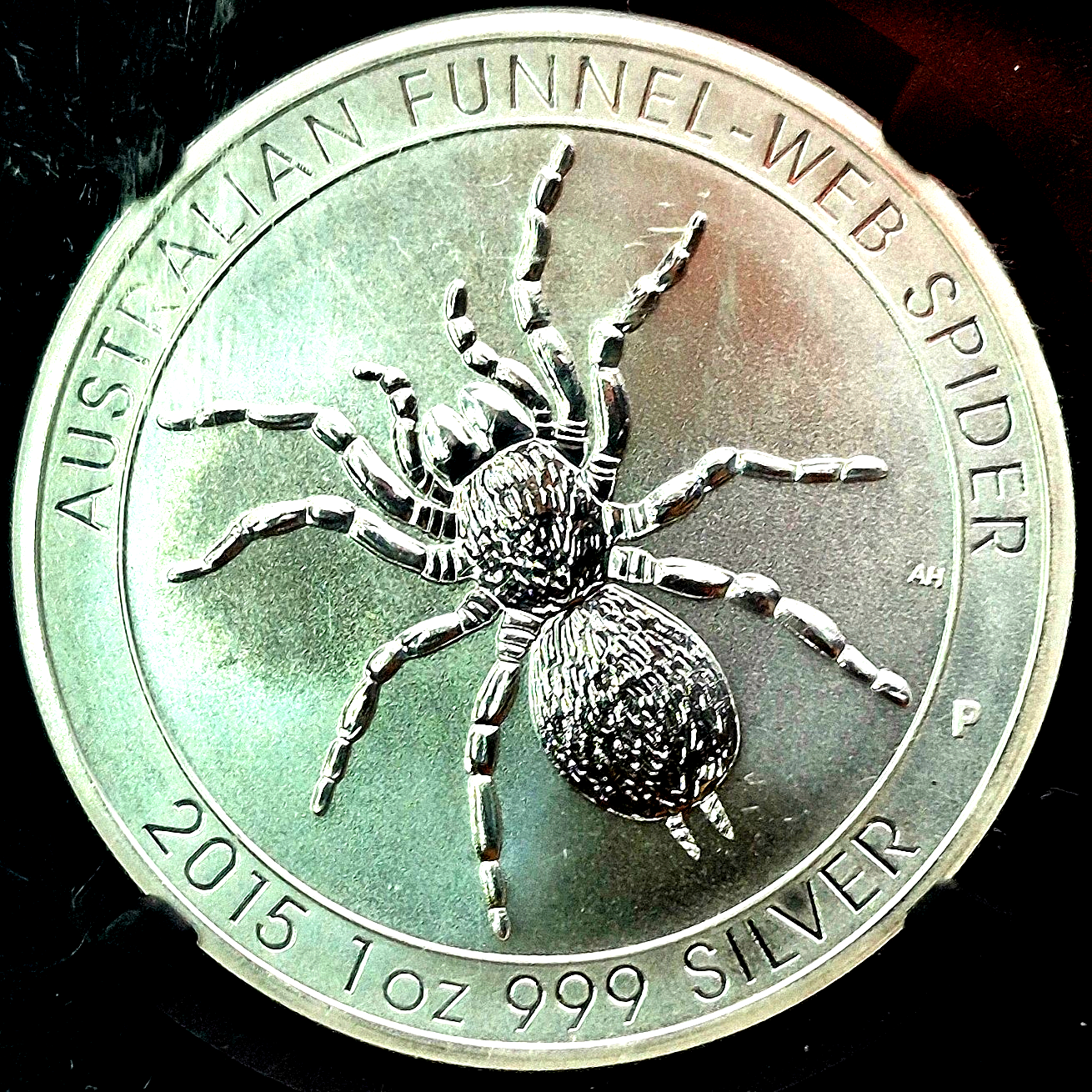 2015-P MS69 1oz .999 SILVER AUSTRALIA *FUNNEL-WEB SPIDER* NGC WEB LABEL $1