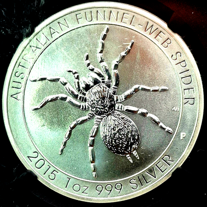 2015-P MS69 1oz .999 SILVER AUSTRALIA *FUNNEL-WEB SPIDER* NGC WEB LABEL $1