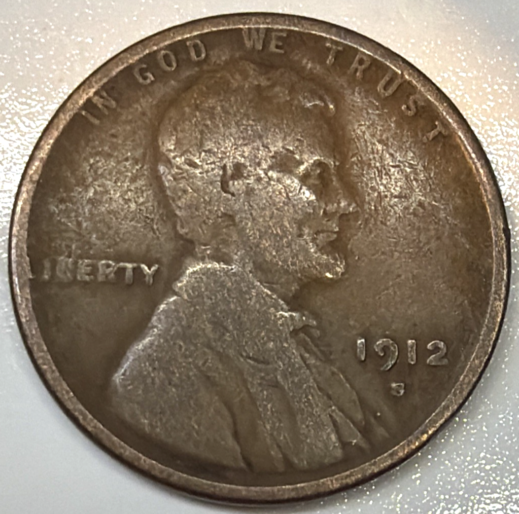 1912-S Lincoln Wheat Cent Very Good Features Semi-Key Date Copper Penny 1c Coin