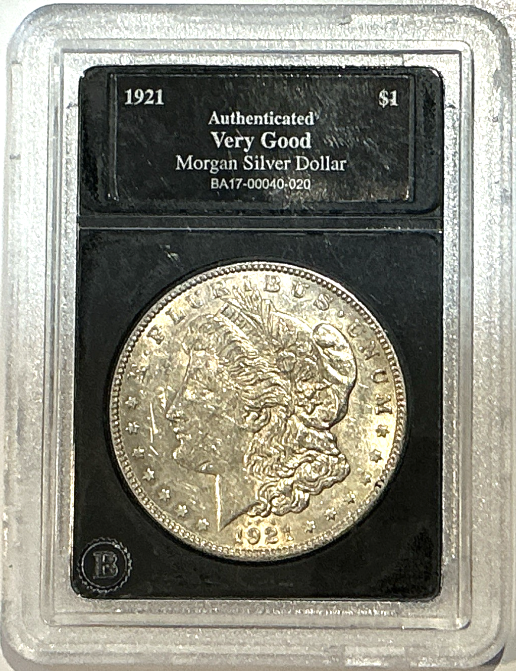🔥1921 Morgan Silver Dollar 💎BA Authenticated💎 Very Good Condition In Slab