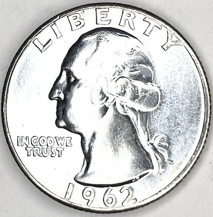 🔥 1962 P GEM BU Washington 90% Silver Quarter US Treasury From OBW Roll Coin 1