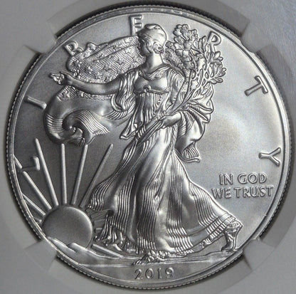 2019 $1 AMERICAN SILVER EAGLE NGC MS70 CLASSIC BROWN LABEL ITEM PICTURED PLATA