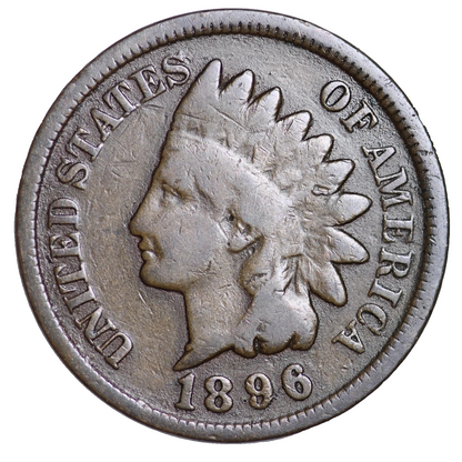 1896 Indian Head Cent Good - Very Good Condition Average Circulated Copper Penny