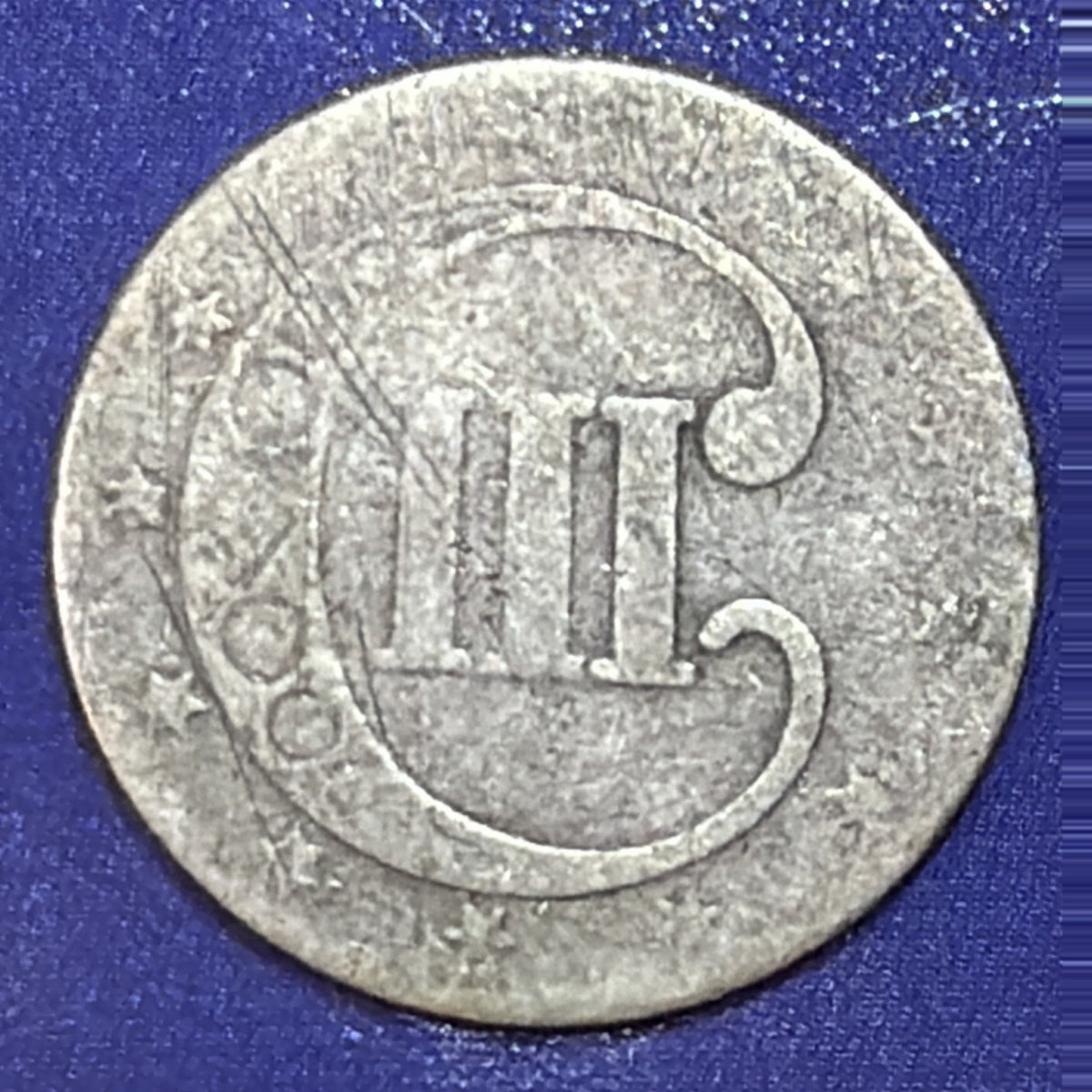 1852 Silver Three Cent Piece 3C G Good Type 1 Trime 75% Silver US Coin