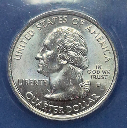 2001 D WASHINGTON QUARTER, GRADED MS 66 BY ANACS ,  KENTUCKY, Coin Shown, 25C,