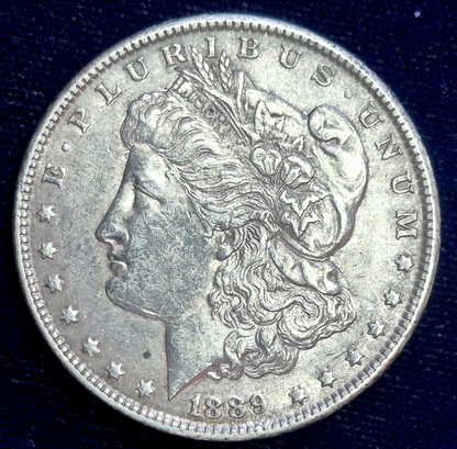 1889 Toned Morgan 90% Silver Dollar Crisp AU++ Features Handsome Toning *Video*