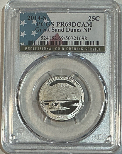 🔥 2014 S 25C GREAT SAND DUNES NP National Park Washington Quarter PCGS PR69DCAM