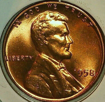 ✅ 1958 P Lincoln Wheat Cent Choice BU 1c BRILLIANT UNCIRCULATED RED From OBW