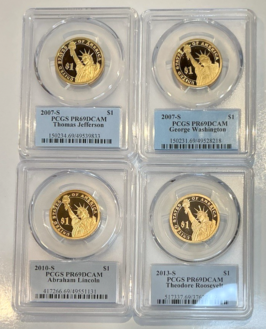 {4} Presidential $1 PCGS PR69 Mt Rushmore Washington Jefferson Lincoln Roosevelt