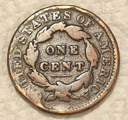 1831 N-3 R-1 Matron or Coronet Head Large Cent Coin G Features Med Letters 1C