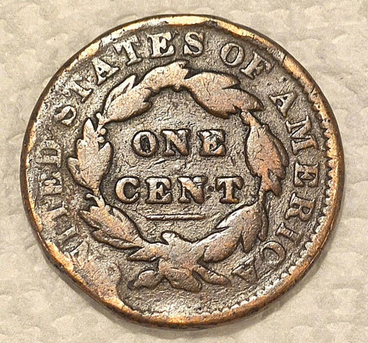 1831 N-3 R-1 Matron or Coronet Head Large Cent Coin G Features Med Letters 1C