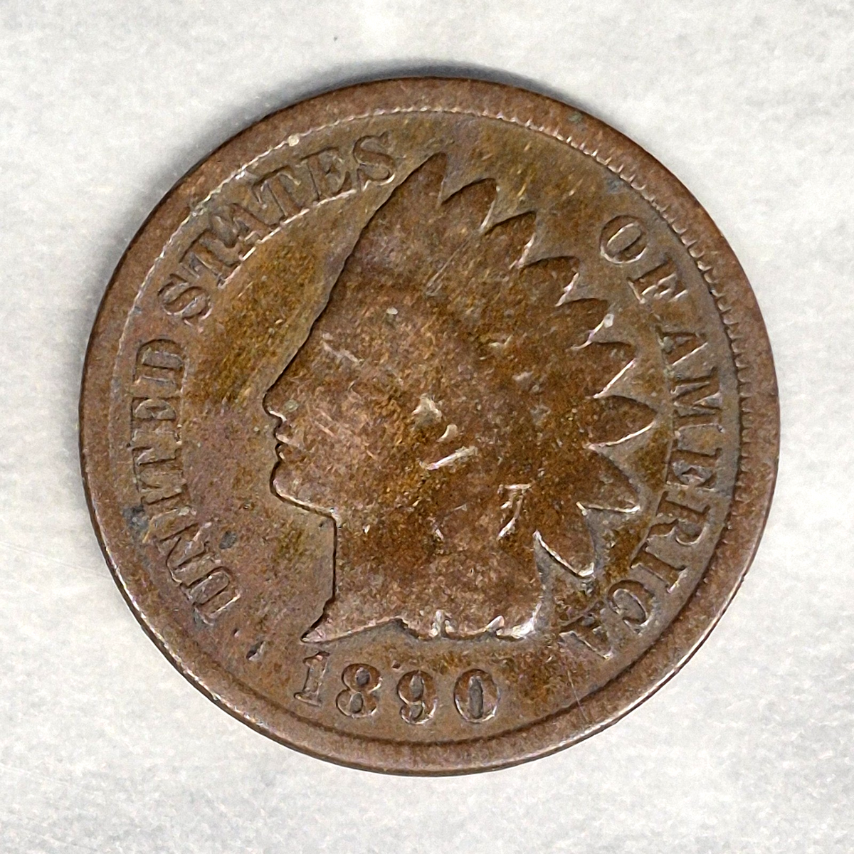 1890 Indian Head Cent Penny 1C G Good Bronze Brown Philadelphia US Type Coin