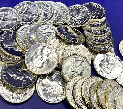 🔥 1962 P GEM BU Washington 90% Silver Quarter US Treasury From OBW Roll Coin 1