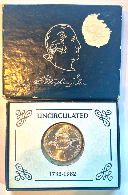 1982-D George Washington 1/2 Dollar 90% Silver Commemorative BU (Box & COA)
