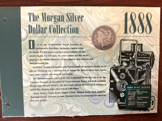 1888-0 The Morgan Silver Dollar Collection 90% Coin American Historical Society