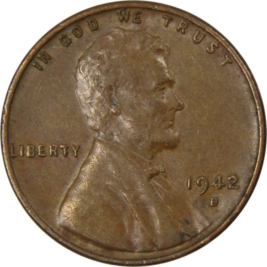 ✅ 1942 D Lincoln Wheat Cent Average Circulated Copper 1c From OBW Coin Roll