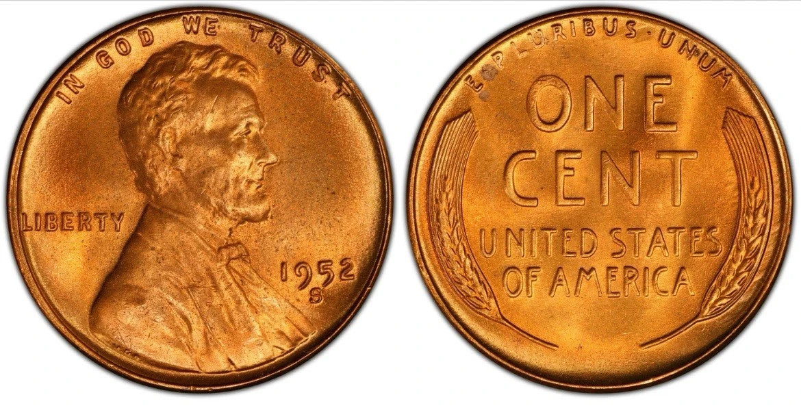 ✅ 1952-S BU Uncirculated Lincoln Wheat Cent Choice RED Coin From OBW Bank Roll