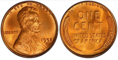 ✅ 1952-S BU Uncirculated Lincoln Wheat Cent Choice RED Coin From OBW Bank Roll