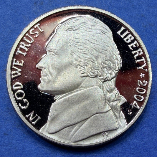 2004-S Jefferson Nickel PROOF Lewis & Clark Keelboat Westward Journey 5C Cameo