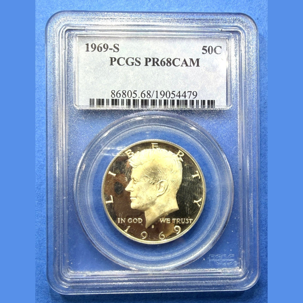 1969-S Kennedy Half Dollar Proof PCGS PR68CAM Cameo 40% Silver 50C Mintage 2.9M