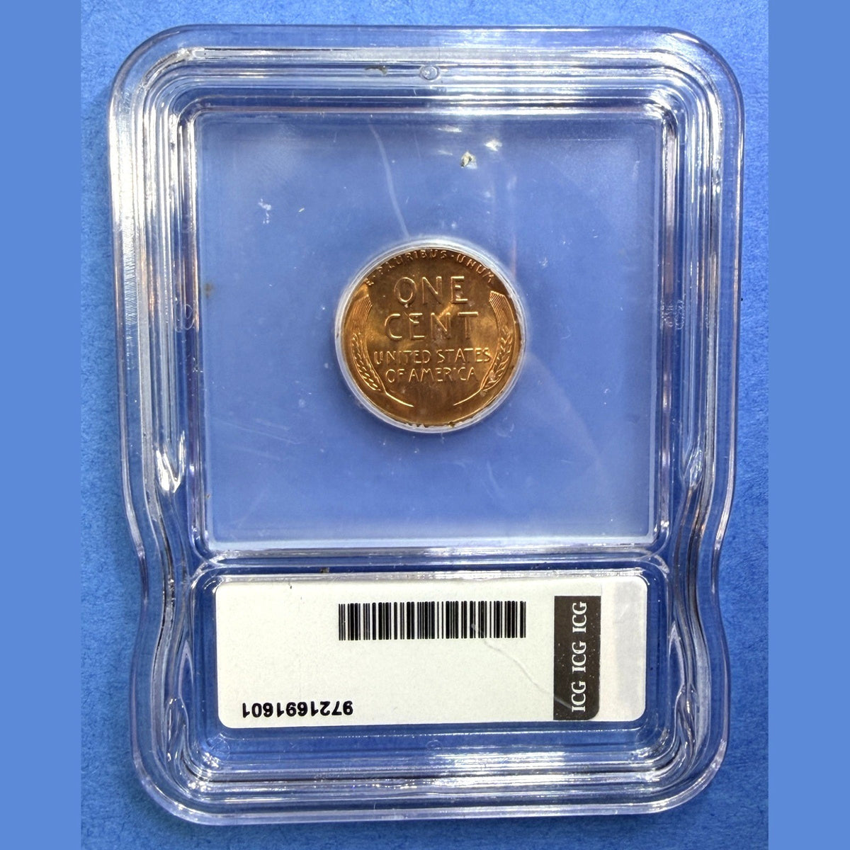 1955-S Lincoln Wheat Cent ICG MS65 RD Last S Mint Cent Until 1968 Full Red Penny