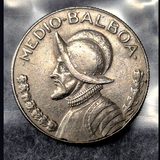 1973 Panama Medio Balboa 1/2 Balboa Vasco Nunez de Balboa 1st Year Clad KM12b XF