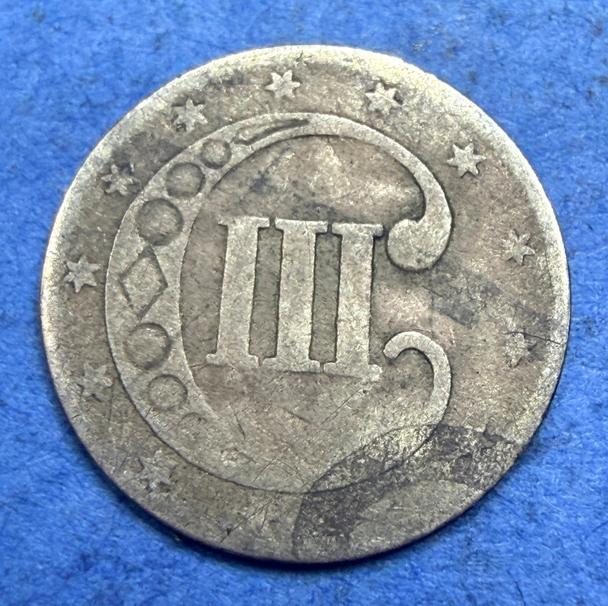 1852 Three Cent Silver Trime 3CS G Good Type 1 Pre Civil War US Smallest Coin
