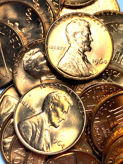 ✅ 1964-P BU UNC Lincoln Memorial 1c BRILLIANT UNCIRCULATED From OBW Roll