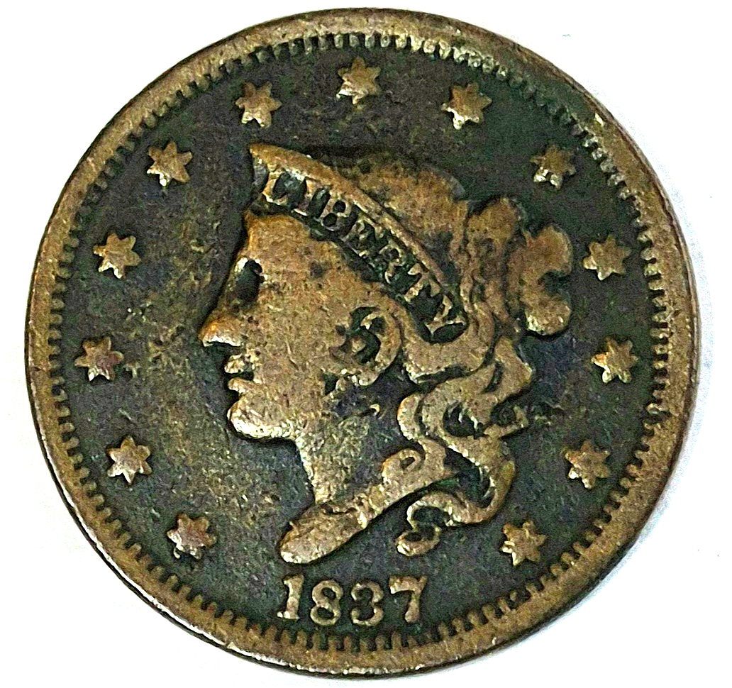 1837 Coronet Matron Head Large Cent Small Letters Fine Features N10 R1 GSID 1033