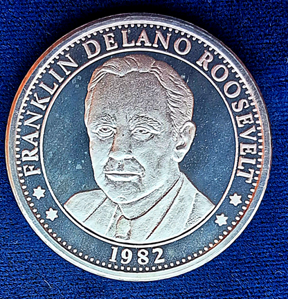 1982 FDR 100th Anniv. 1 oz .999 Fine Silver Round Plus First Day Stamp OGP Toner